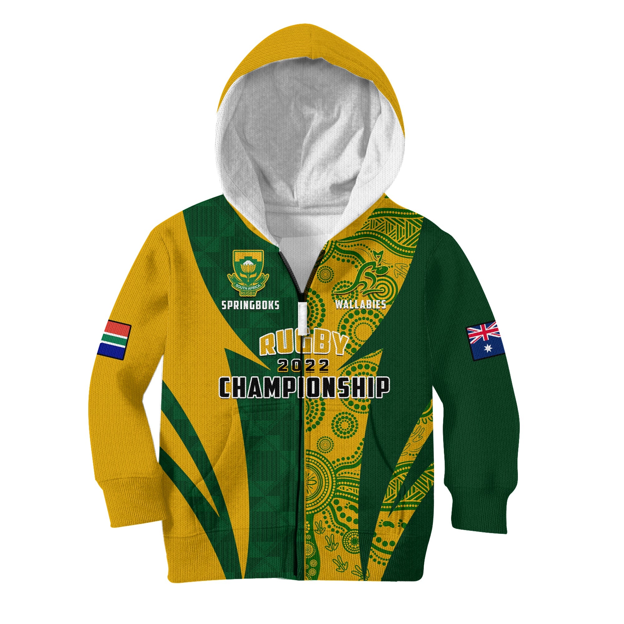 (Custom Personalised) Australia Rugby and South Africa Rugby Hoodie KID Wallabies Mix Springboks Sporty - Vibe Hoodie Shop