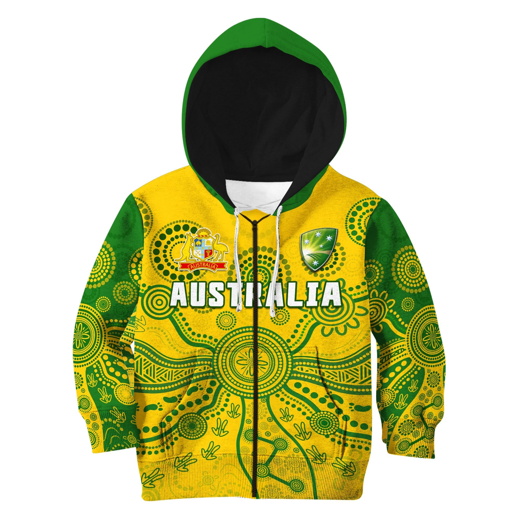 (Custom Text And Number) Cricket Australia Hoodie KID Aussie 2022 Indigenous Special Version - Vibe Hoodie Shop