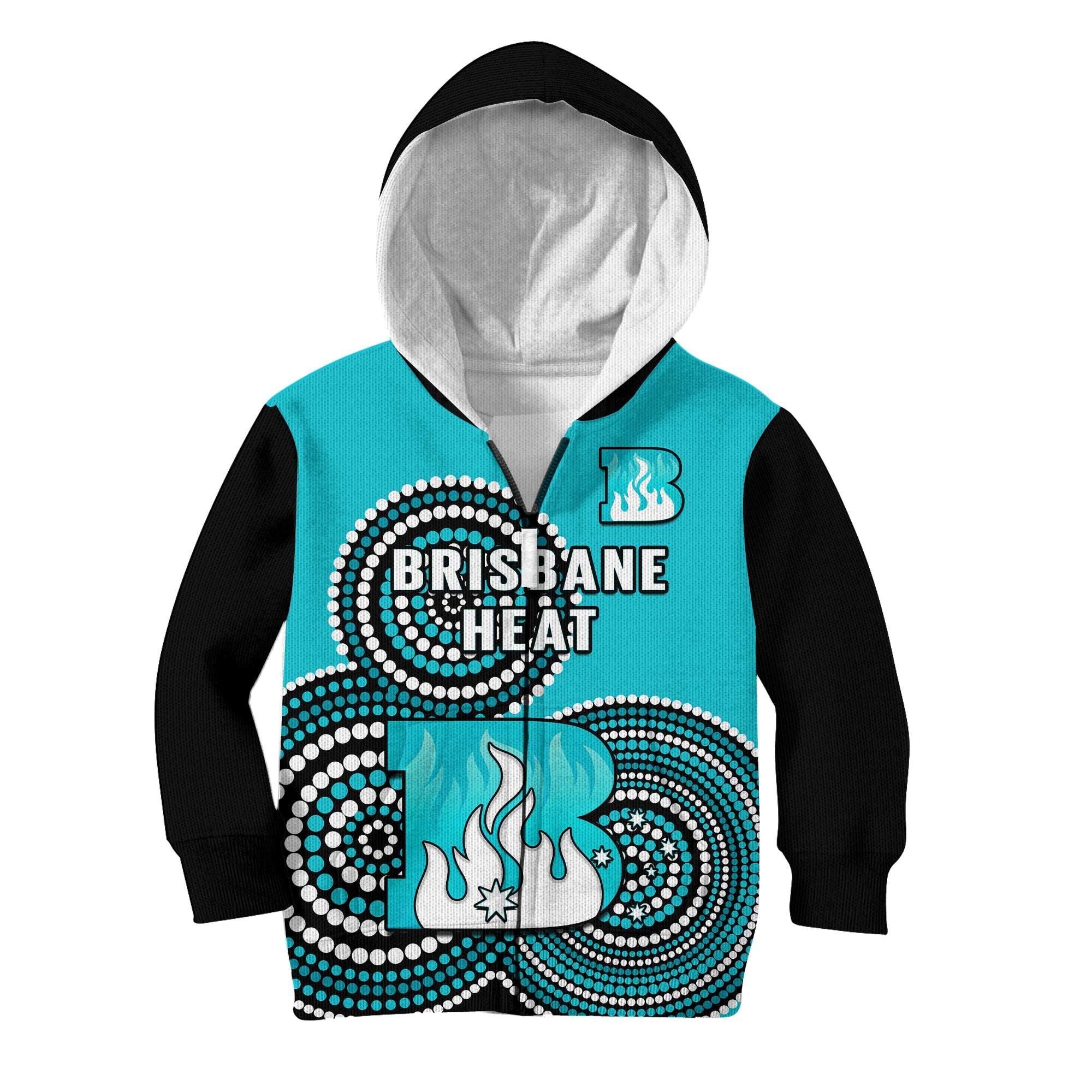 (Custom Text And Number) Brisbane Heat Cricket Hoodie KID Champions BBL12 Proud Indigenous Art - Vibe Hoodie Shop