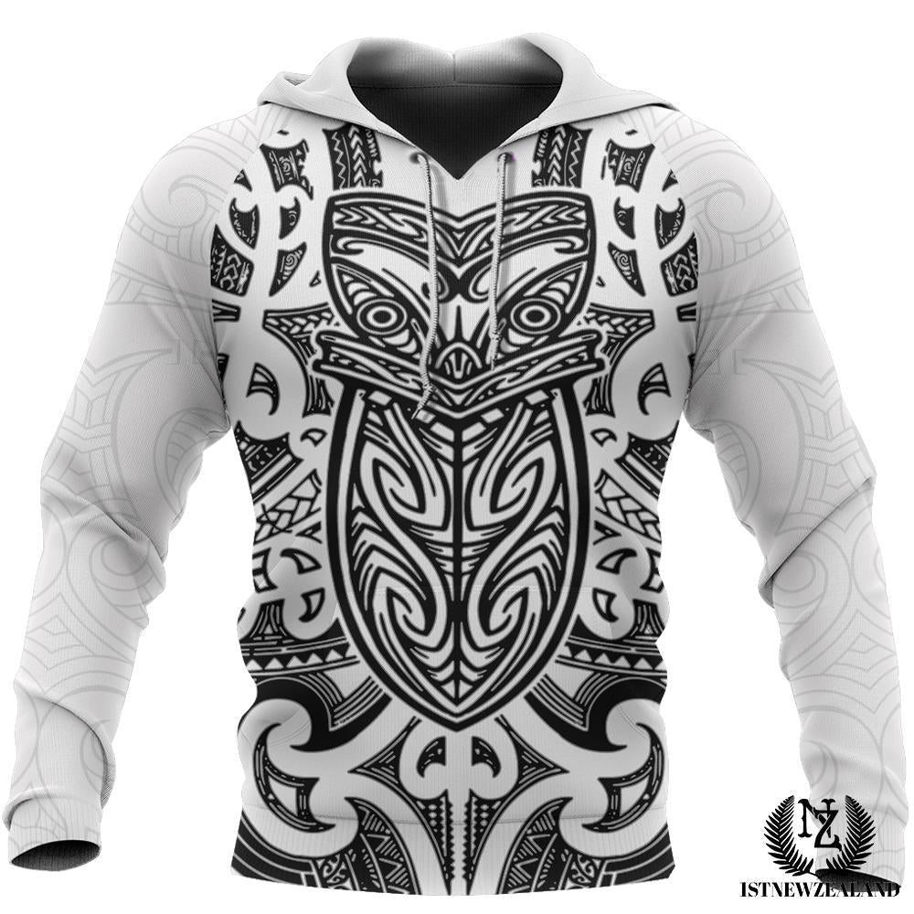 New Zealand Hoodie Maori Rugby - Black And White - Vibe Hoodie Shop