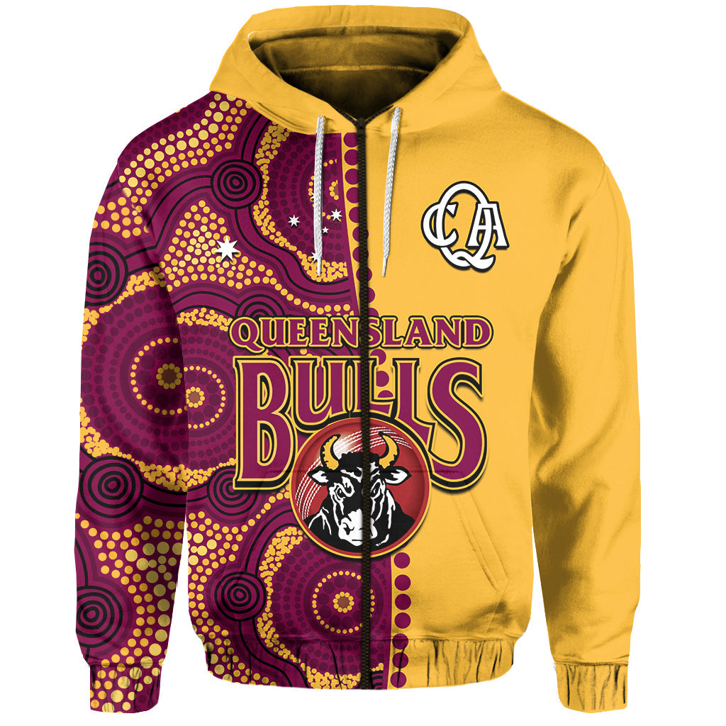 (Custom Text And Number) Queensland Cricket 2023 Hoodie Bulls Sheffield Shield Indigenous - Vibe Hoodie Shop