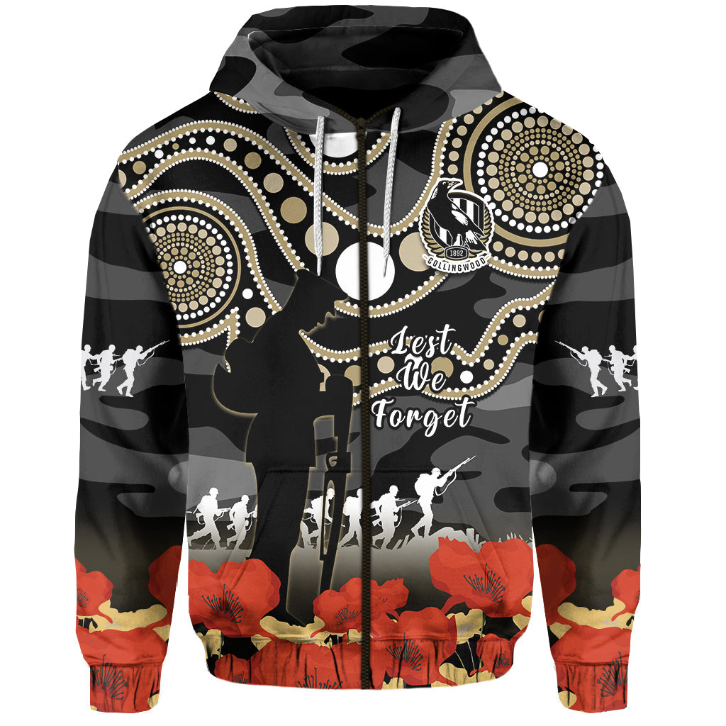 Collingwood Football ANZAC 2023 Hoodie Aboriginal Mix Poppy Camouflage - Vibe Hoodie Shop