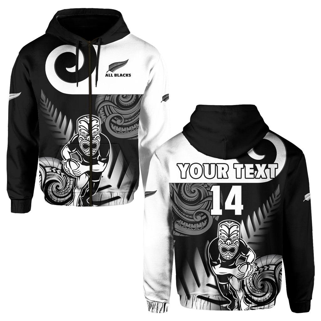 Custom Text And Number New Zealand Silver Fern Rugby Hoodie All Black Maori Koru - Vibe Hoodie Shop