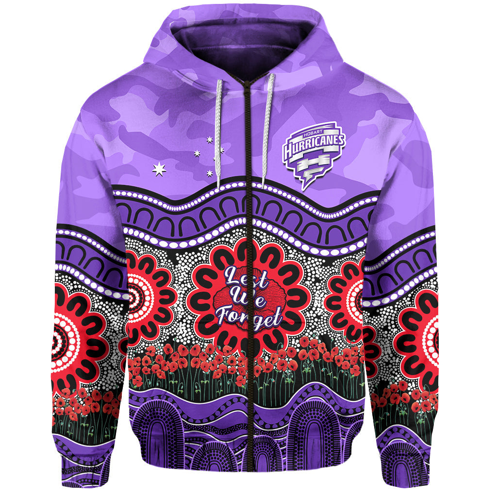 Hurricanes Cricket ANZAC Hoodie Hobart Poppy Aboriginal Camouflage - Vibe Hoodie Shop