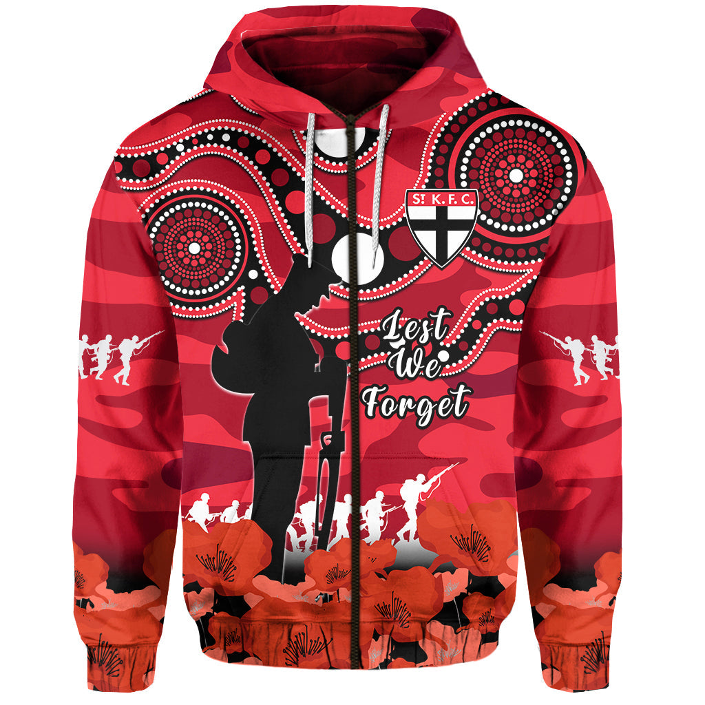 St Kilda Football ANZAC 2023 Hoodie Saints Aboriginal Mix Poppy Camouflage - Vibe Hoodie Shop