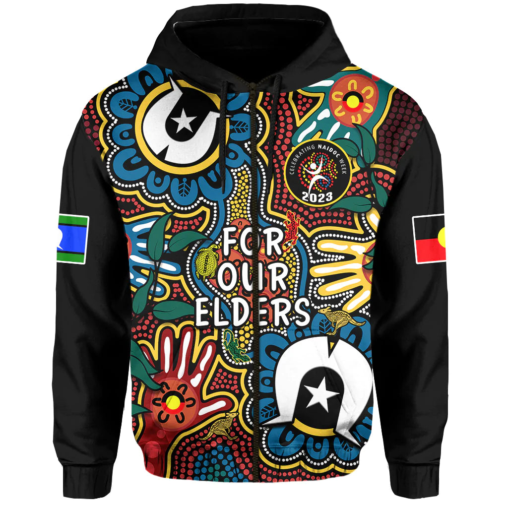(Custom Text And Number) Australia NAIDOC Week 2023 Hoodie For Our Elders Indigenous - Vibe Hoodie Shop