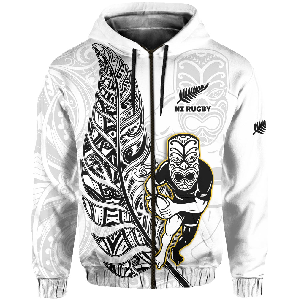 New Zealand Silver Fern Rugby Hoodie All Black Maori Version White - Vibe Hoodie Shop