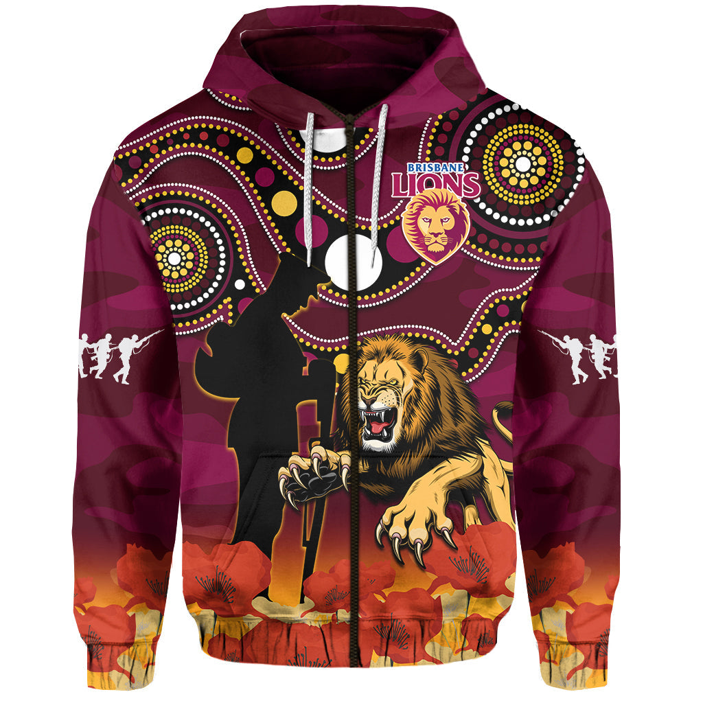Brisbane Lions Football ANZAC 2023 Hoodie Aboriginal Mix Poppy Camouflage - Vibe Hoodie Shop