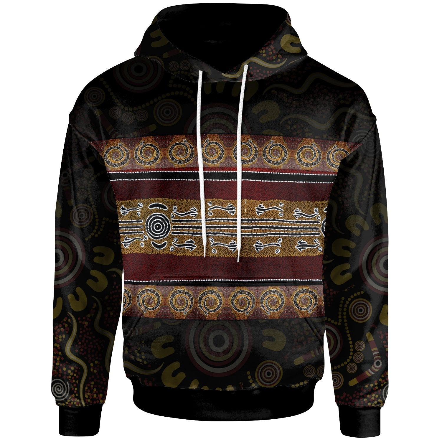 Hoodie - Aboriginal Dot Panting Art Horizontal Lines - Vibe Hoodie Shop