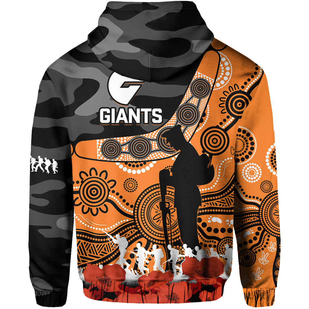 Giants Football ANZAC 2023 Hoodie GWS Aboriginal Mix Poppy Camouflage - Vibe Hoodie Shop