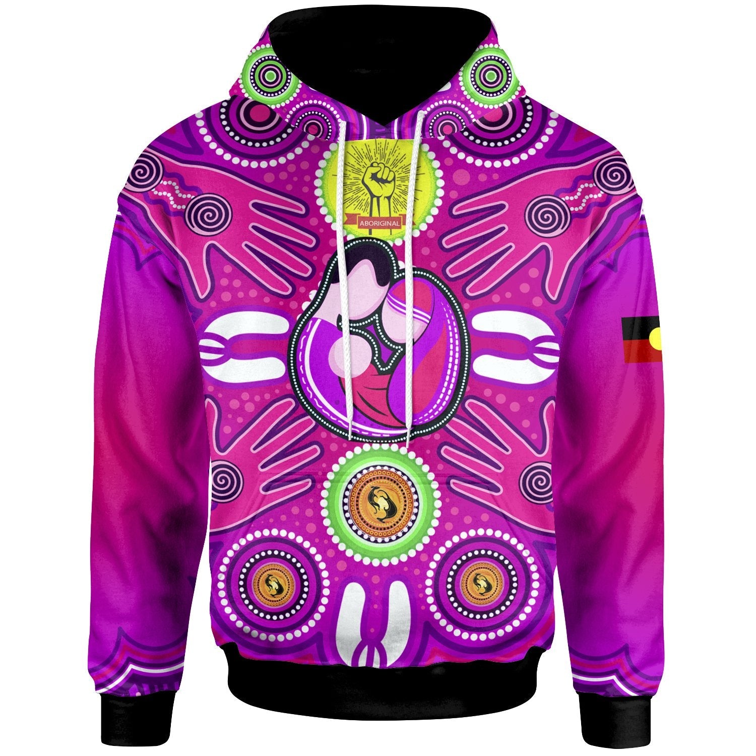 Hoodie - Aboriginal Family With Dot Painting art - Vibe Hoodie Shop