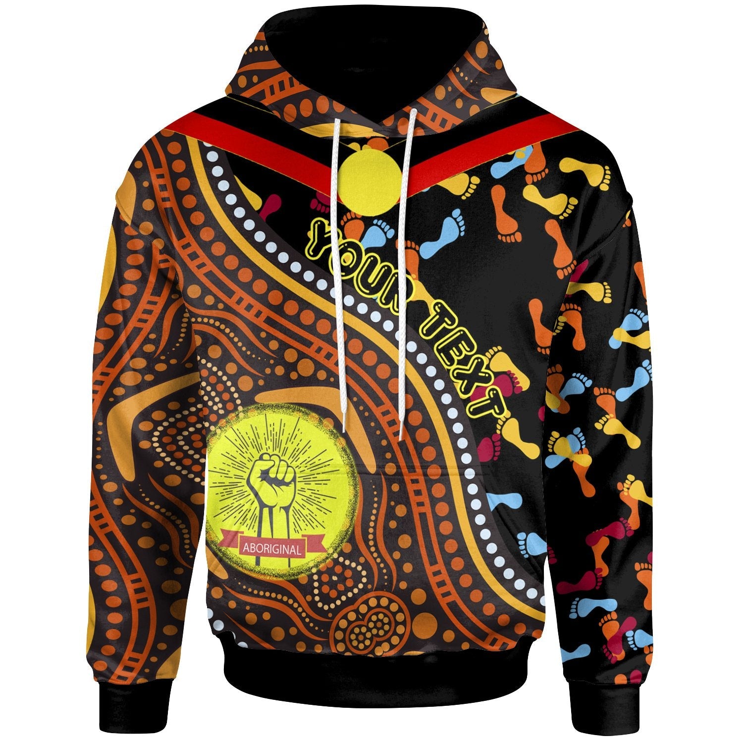 (Custom) Hoodie - Aboriginal Style and Flag, Dot Painting - Vibe Hoodie Shop