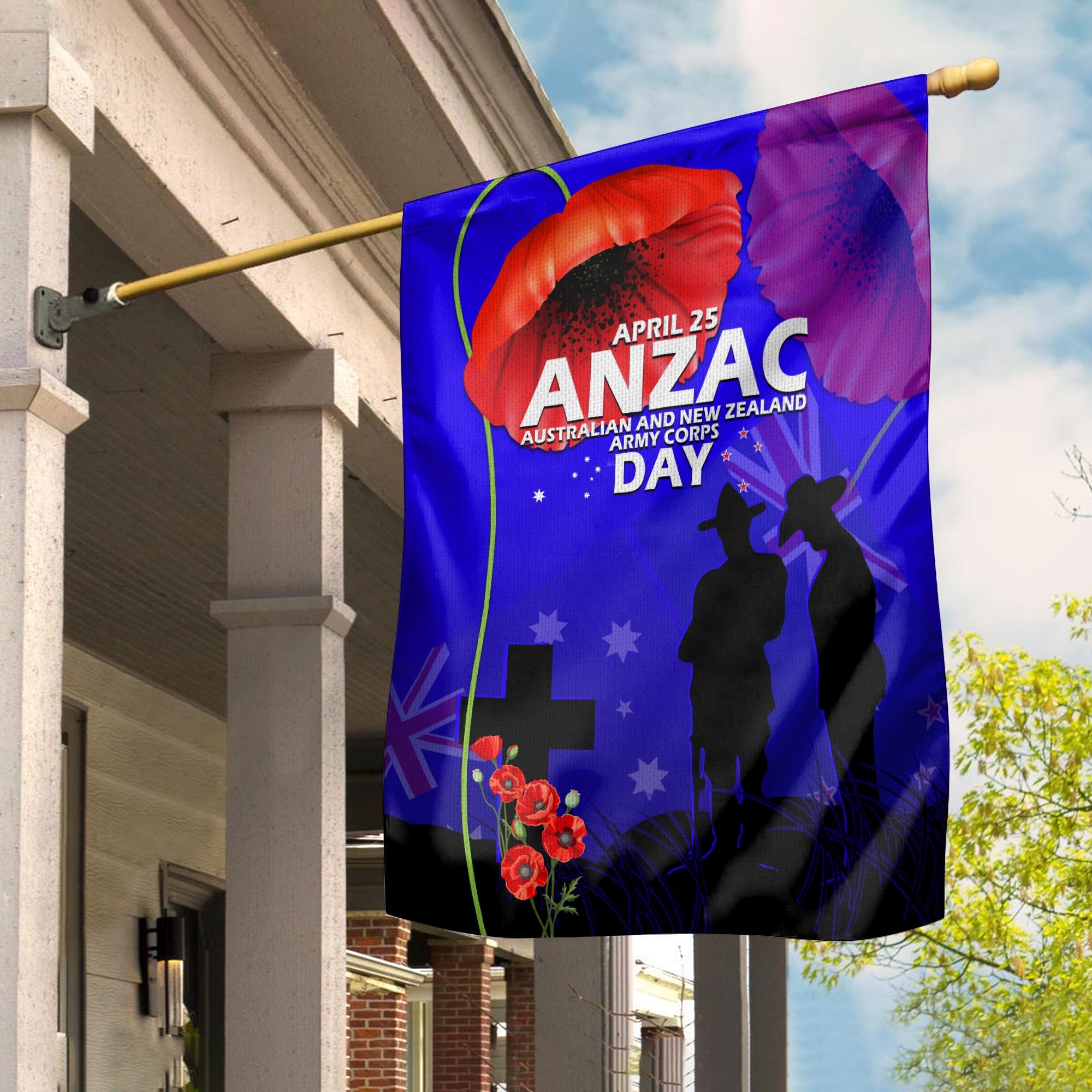 Australia and New  Zealand ANZAC Poppy Flag Lest We Forget - Vibe Hoodie Shop