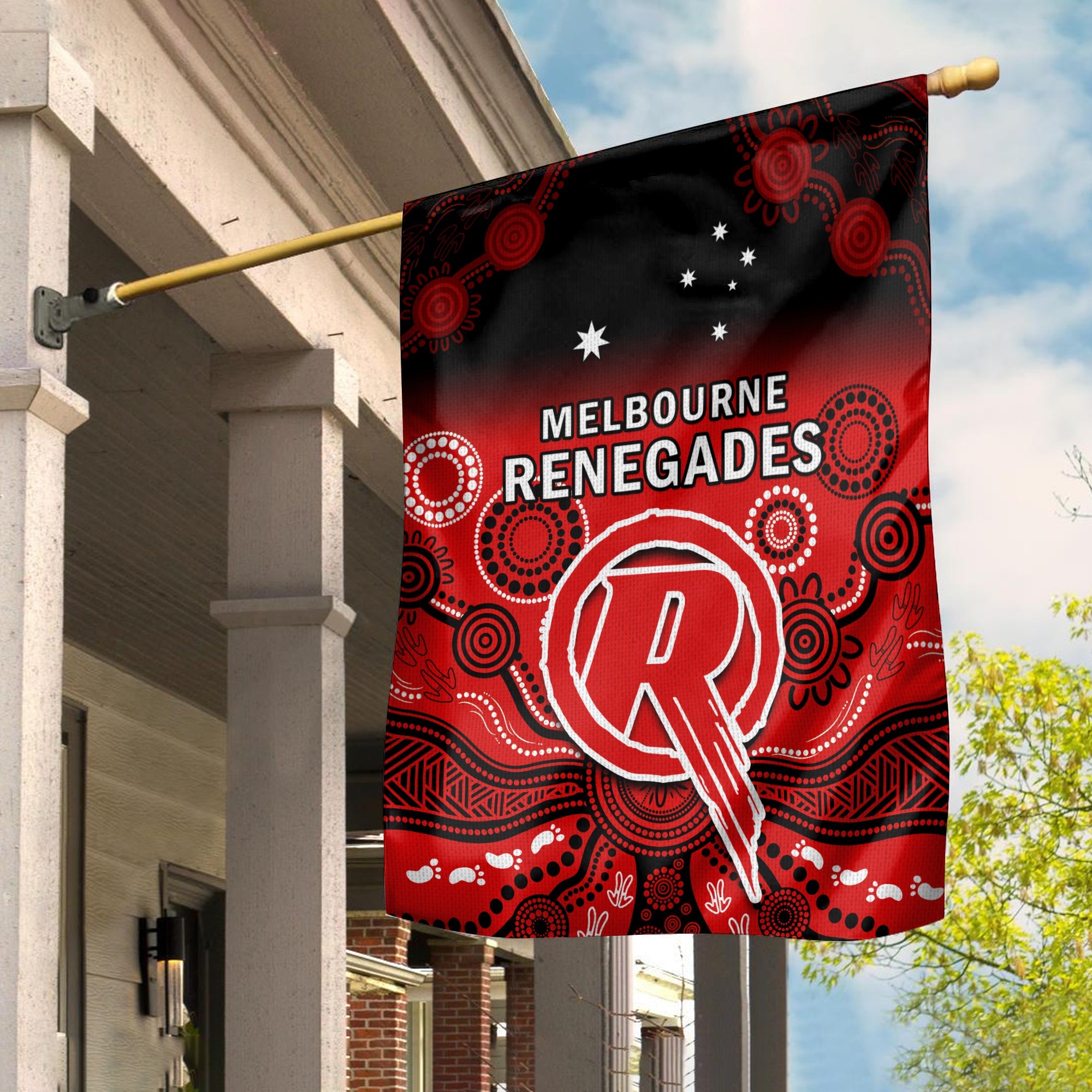 Melbourne Renegades Flag Gradient Aboriginal Dot Painting - Vibe Hoodie Shop