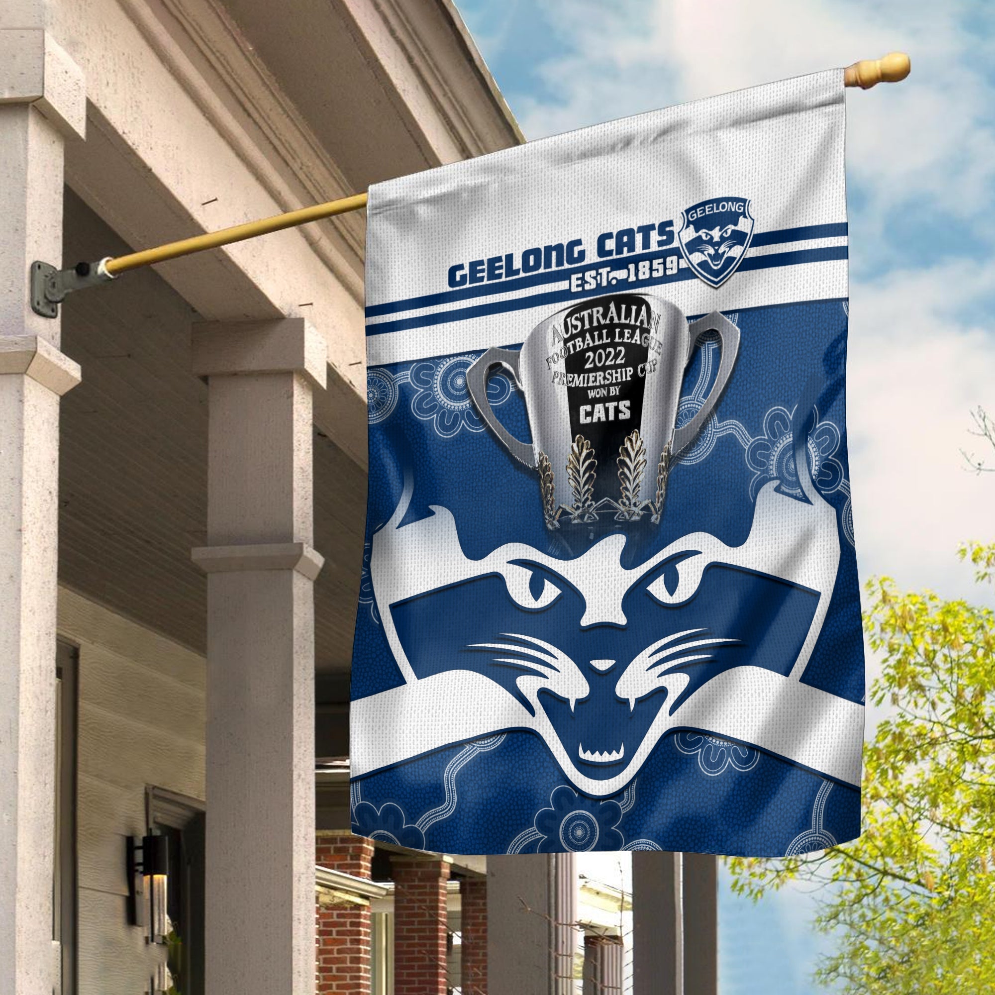 Cats Football Flag Geelong Premiers 2022 Aboriginal - Vibe Hoodie Shop