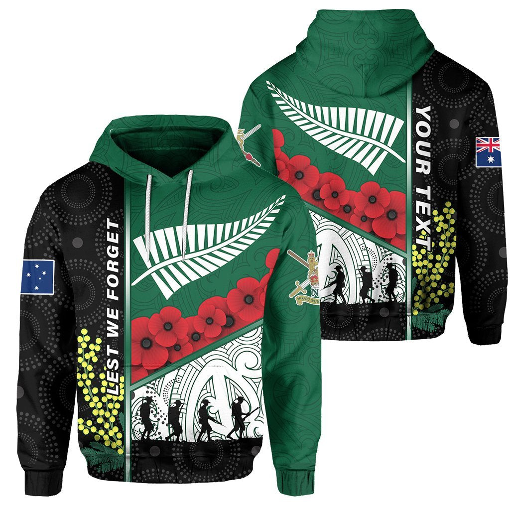 (Custom Personalised) ANZAC Day - Lest We Forget Hoodie Australia Indigenous and New Zealand Maori - Vibe Hoodie Shop