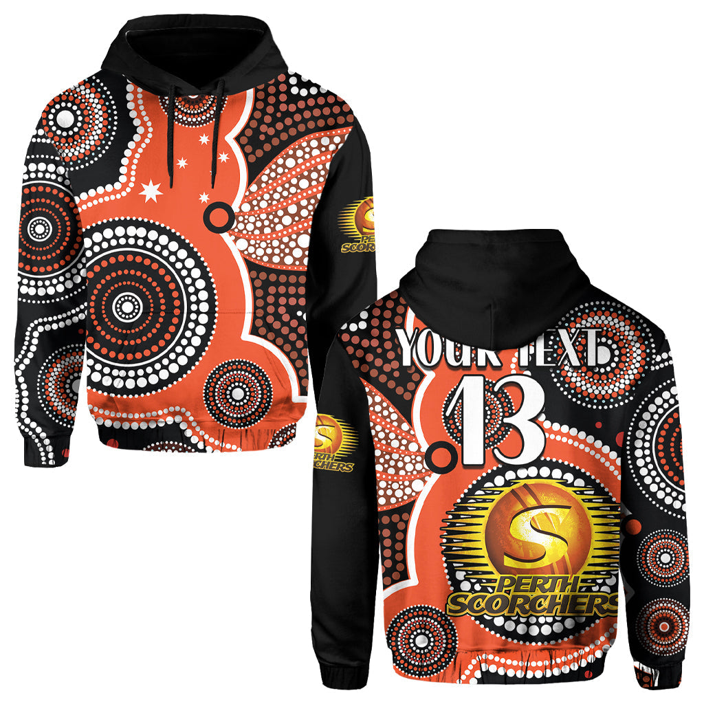 (Custom Text and Number) Perth Scorchers Hoodie Australia Cricket BBL Aboriginal LT13 - Vibe Hoodie Shop
