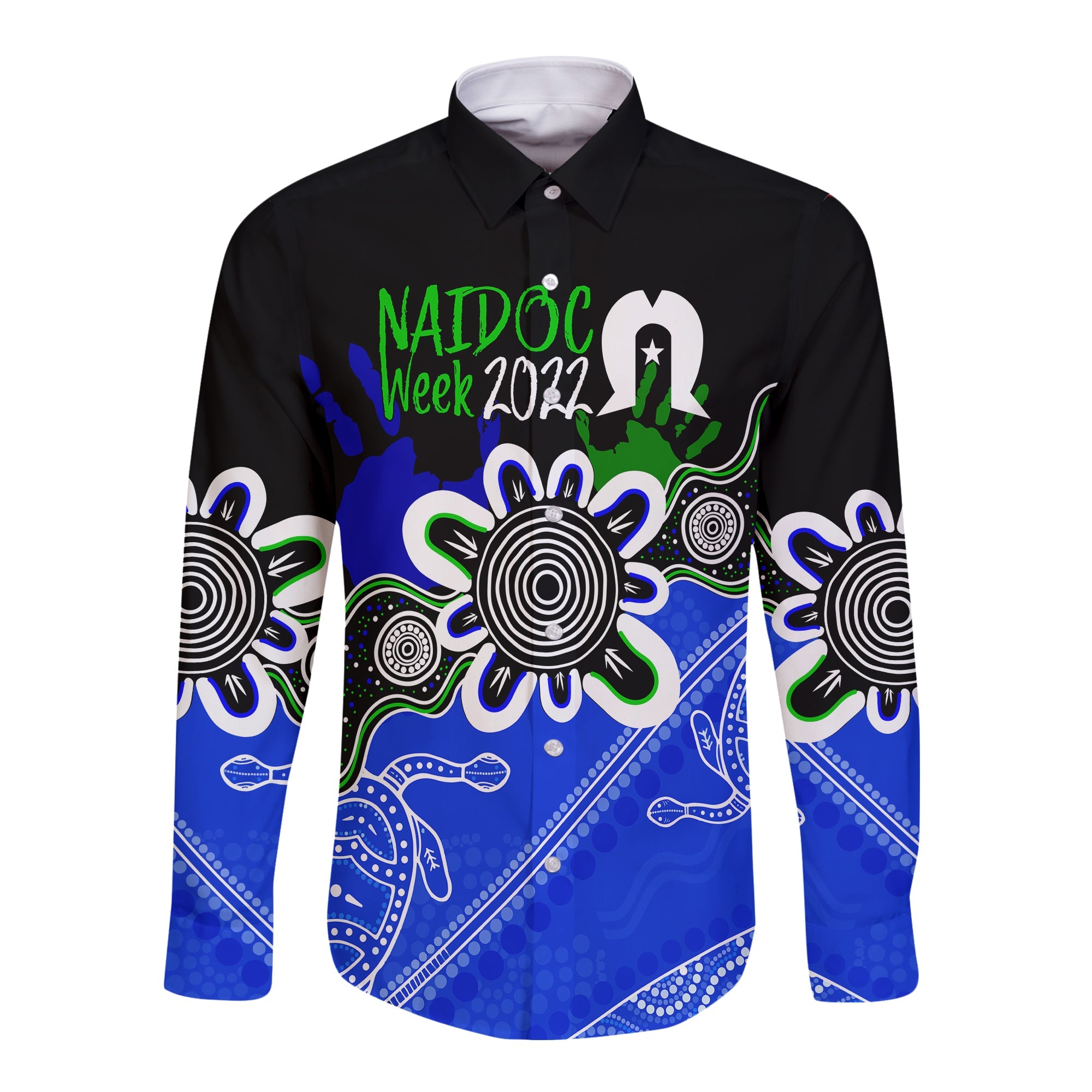 Indigenous Torres Straits NAIDOC Week 2022 Long Sleeves Button Shirt Turtles Style - Vibe Hoodie Shop