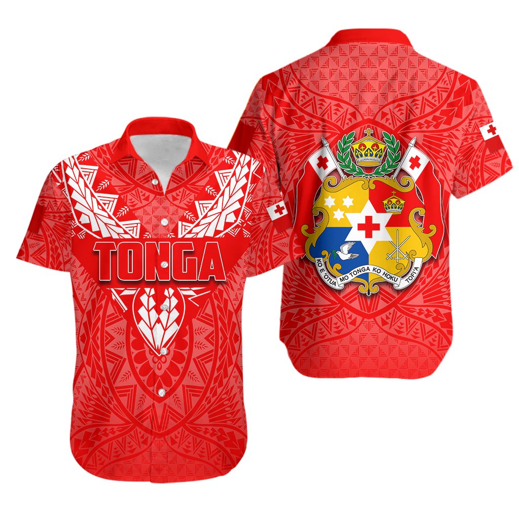 Tonga Rugby Hawaiian Shirt Polynesian With Coat Of Arms Style - Vibe Hoodie Shop