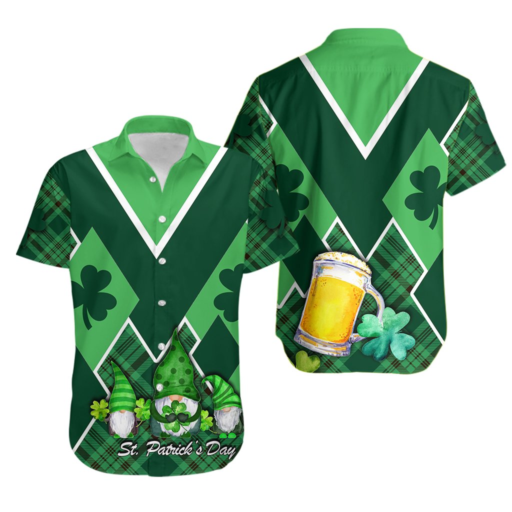 St. Patrick Day Ireland Gnome Hawaiian Shirt Shamrock - Vibe Hoodie Shop