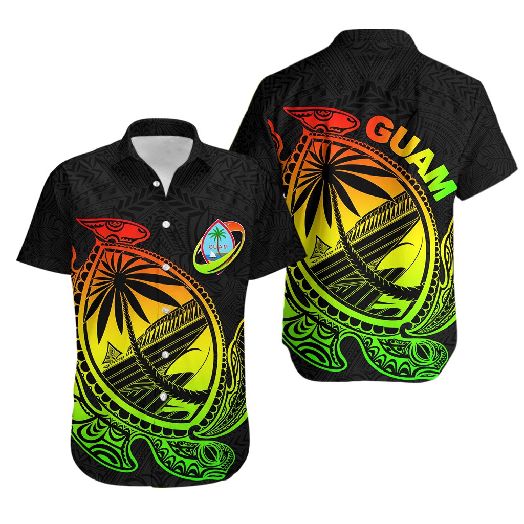 Guam Hawaiian Shirt Rugby Version Turtle Polynesian - Vibe Hoodie Shop