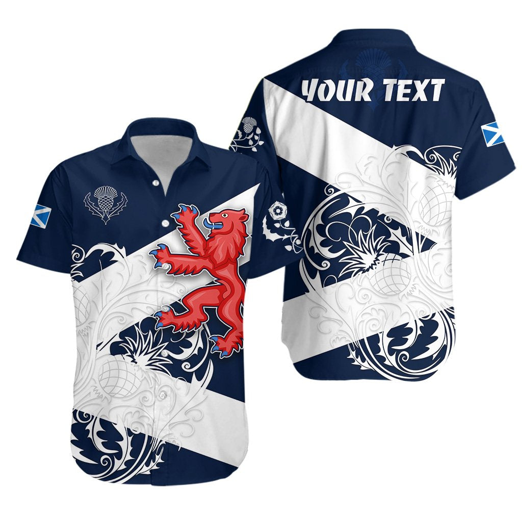 (Custom Personalised) Scotland Rugby Hawaiian Shirt Thistle Of Scottish Navy - Vibe Hoodie Shop