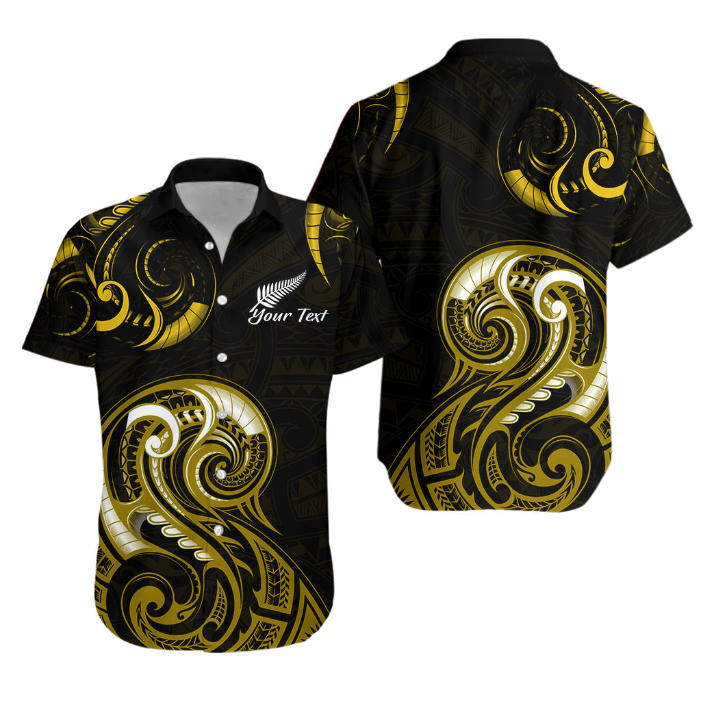 (Custom Personalised) Aotearoa Fern Hawaiian Shirt Maori Pattern Version Gold - Vibe Hoodie Shop