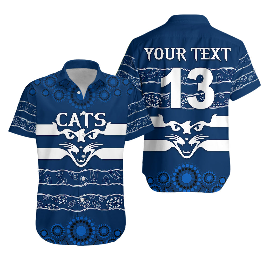 (Custom Personalised) Cats Indigenous Hawaiian Shirt Football Geelong - Custom Text and Number - Vibe Hoodie Shop