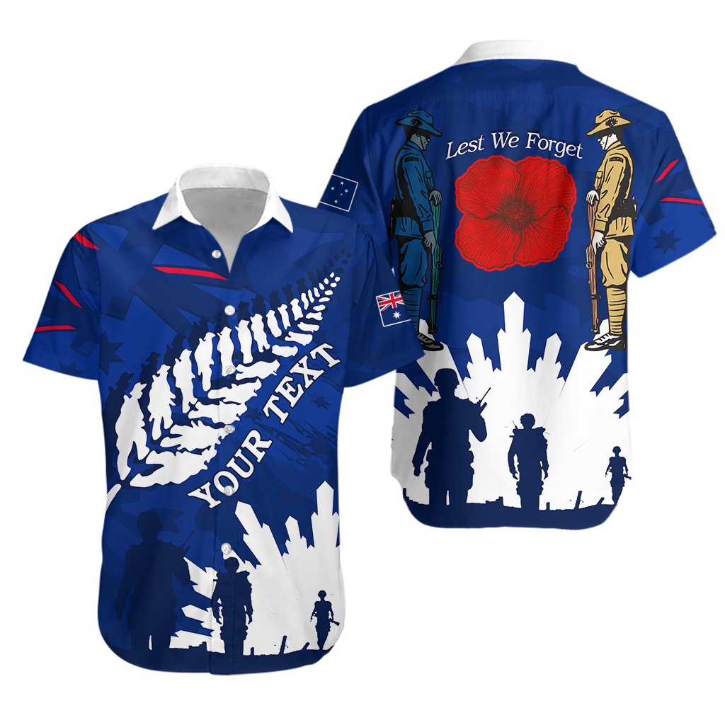 (Custom Personalised) Australian ANZAC Day Hawaiian Shirt Camouflage Mix Fern New Zealand - Vibe Hoodie Shop