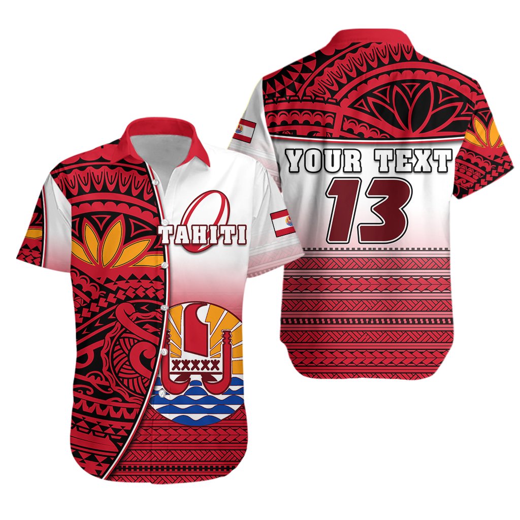 (Custom Personalised) Tahiti Rugby Hawaiian Shirt Impressive - Custom Text and Number - Vibe Hoodie Shop