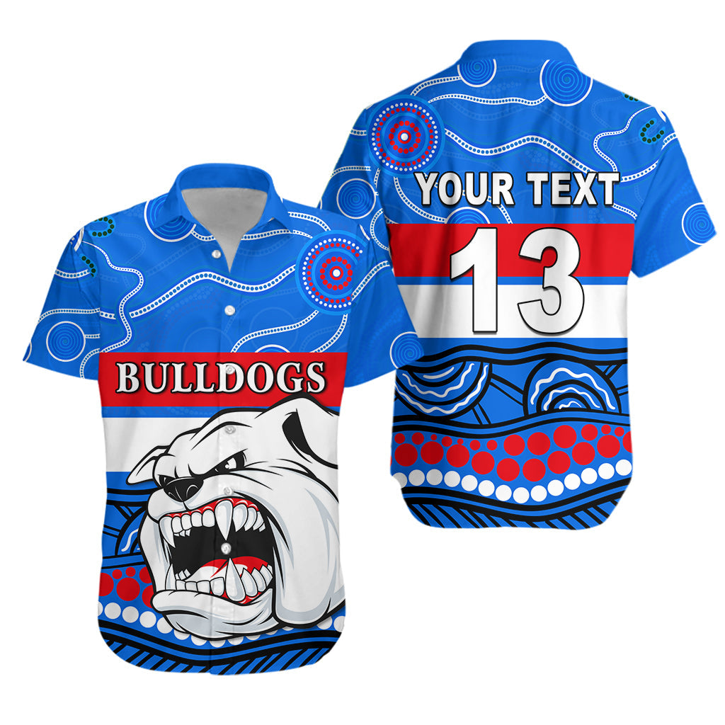 (Custom Personalised) Bulldogs Indigenous Hawaiian Shirt Western Football - Custom Text and Number - Vibe Hoodie Shop