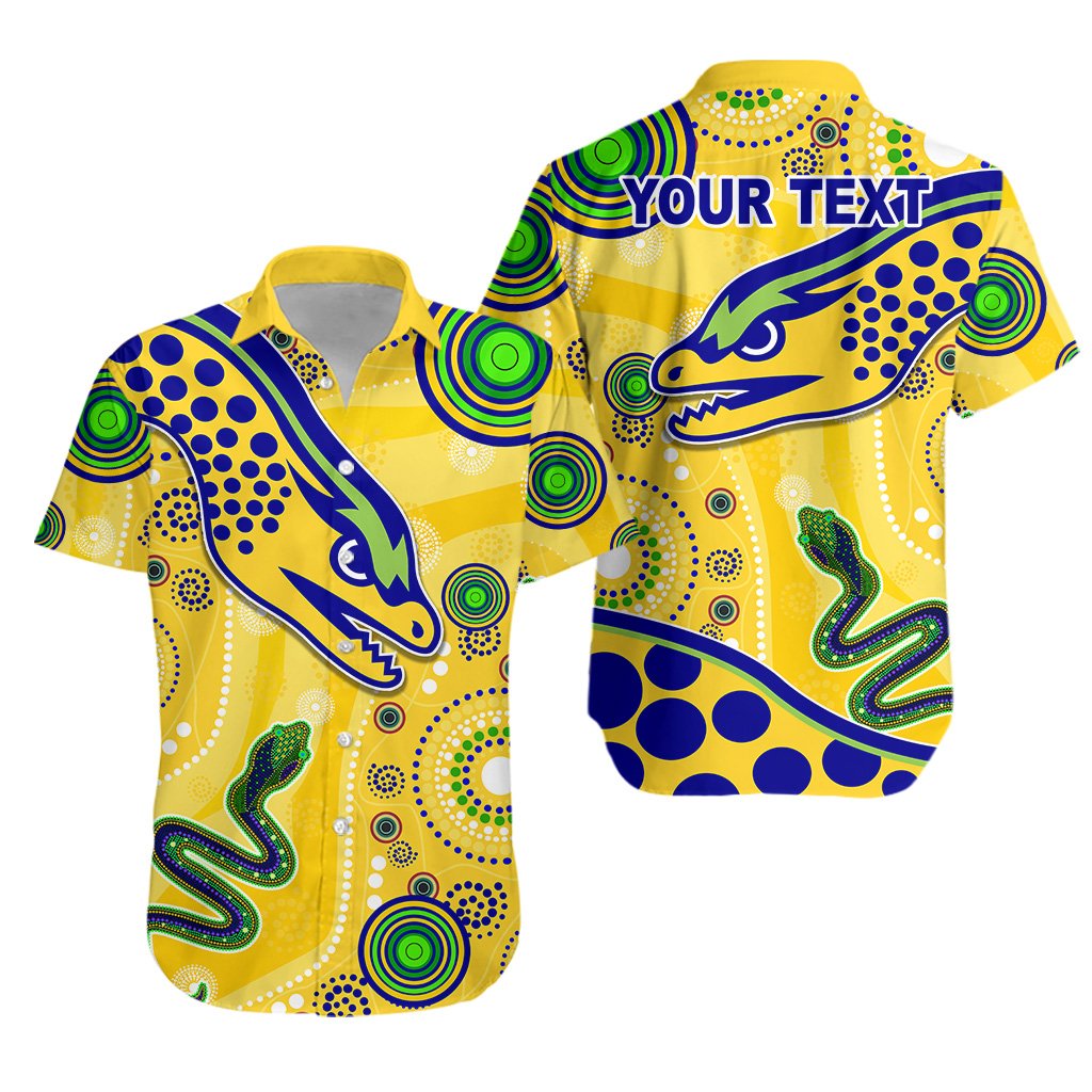 (Custom Personalised) Eels Indigenous Hawaiian Shirt Competitive Version Gold - Vibe Hoodie Shop