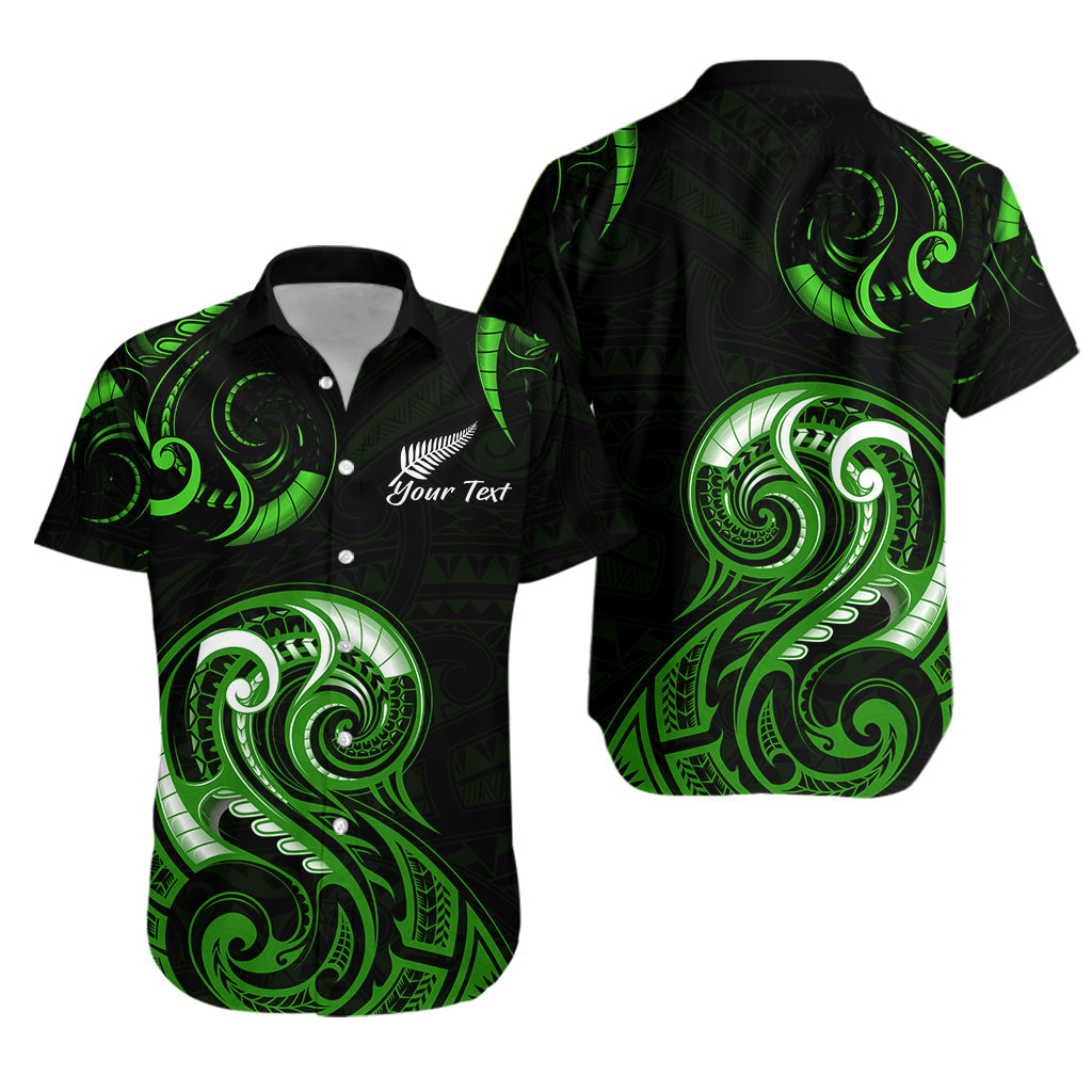 (Custom Personalised) Aotearoa Fern Hawaiian Shirt Maori Pattern Version Green - Vibe Hoodie Shop