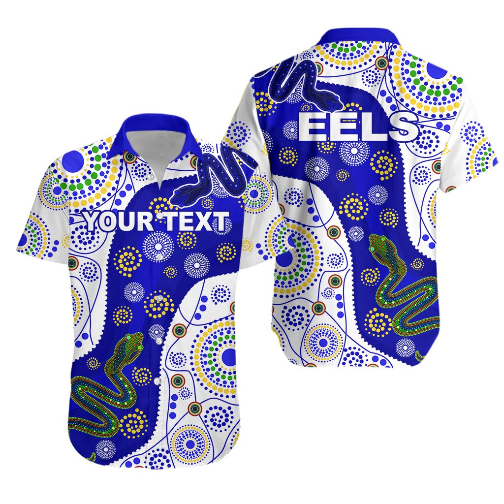 (Custom Personalised) Eels Indigenous Hawaiian Shirt Competitive Version White - Vibe Hoodie Shop