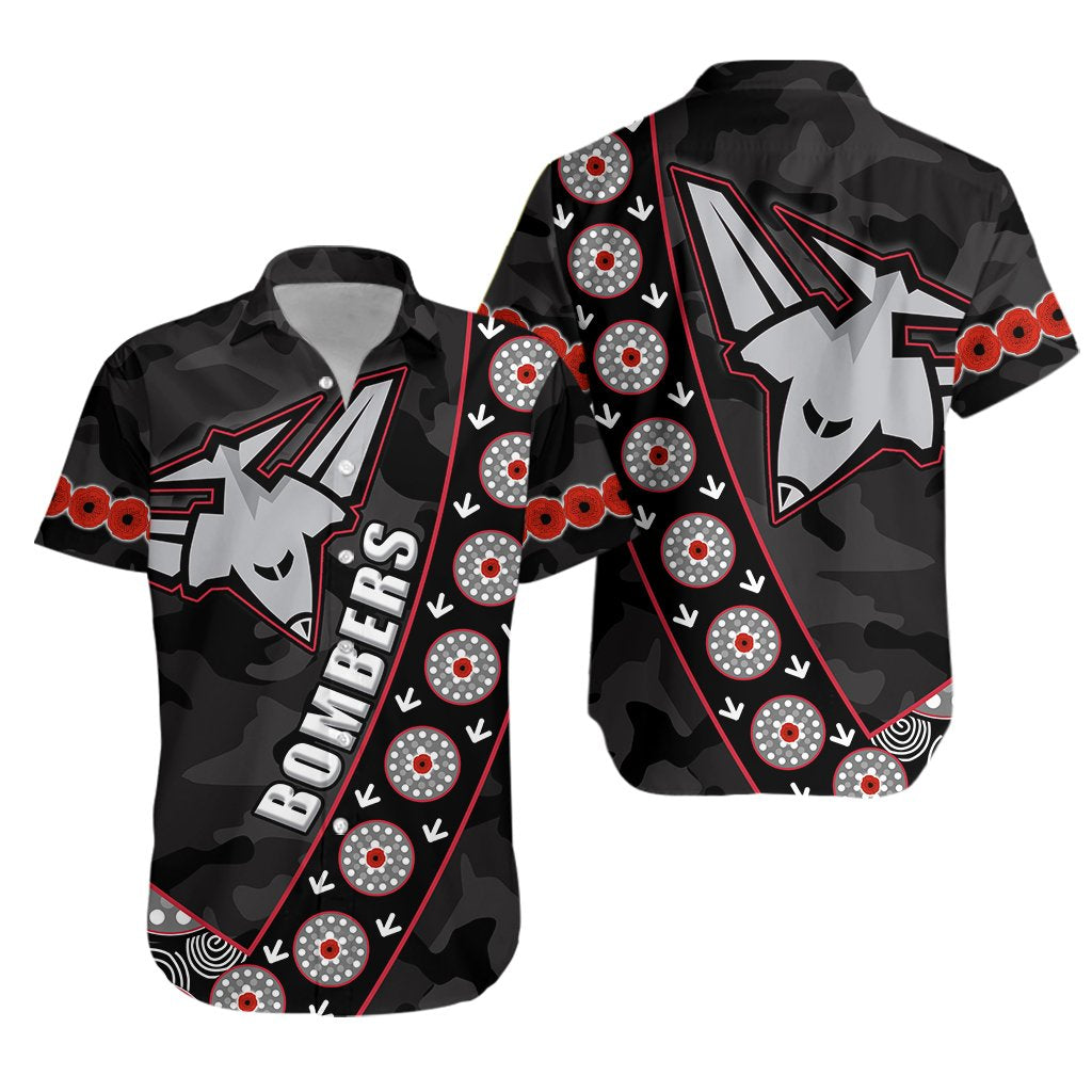 Bombers ANZAC 2021 Hawaiian Shirt Essendon Black - Vibe Hoodie Shop