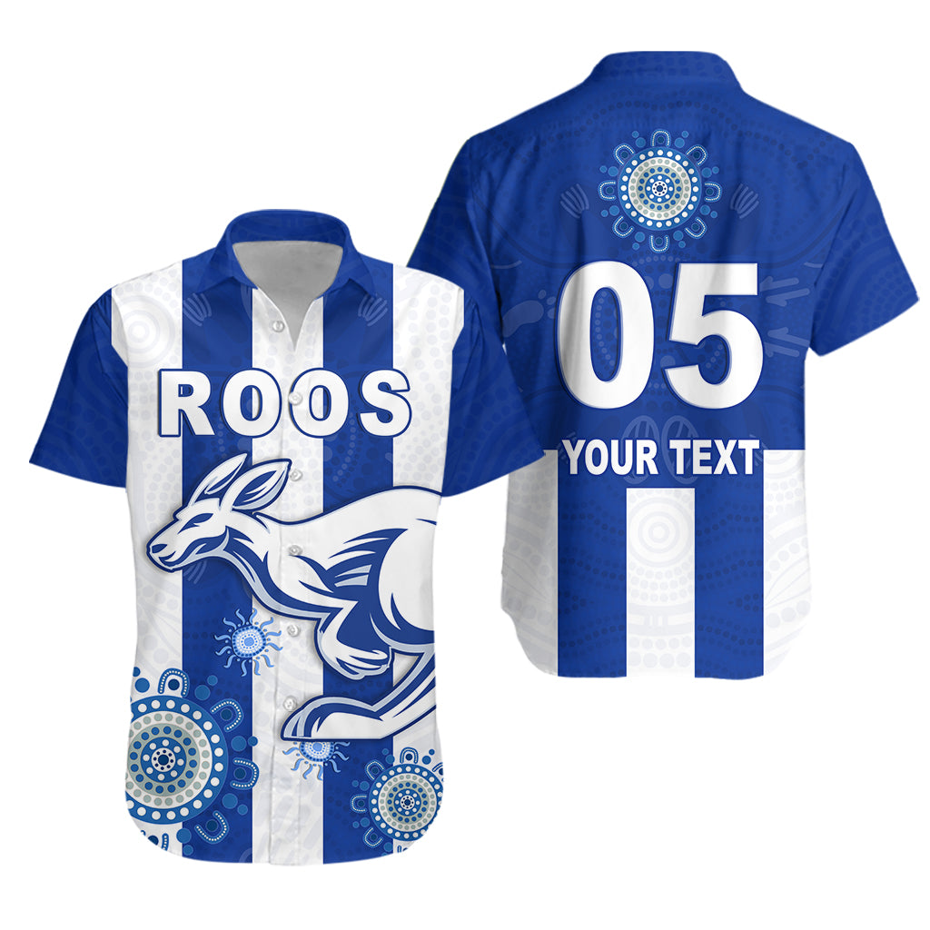 (Custom Personalised) Roos Football North Melbourne Hawaiian Shirt Simple Indigenous - Custom Text and Number - Vibe Hoodie Shop