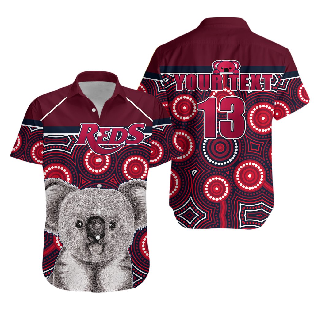 (Custom Personalised) Reds Rugby Australian Hawaiian Shirt Simple Indigenous Queensland - Custom Text and Number - Vibe Hoodie Shop