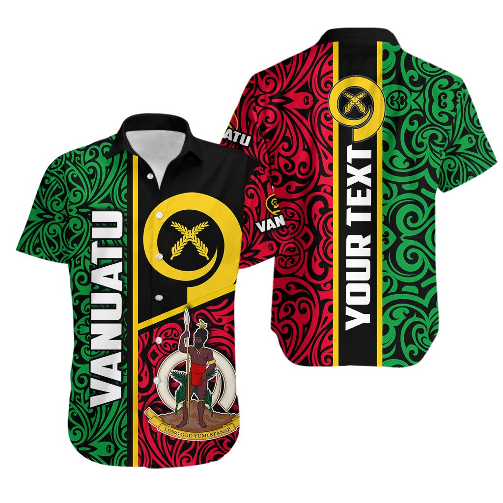 (Custom Personalised) Vanuatu Rugby Hawaiian Shirt Polynesian Flag Style - Vibe Hoodie Shop