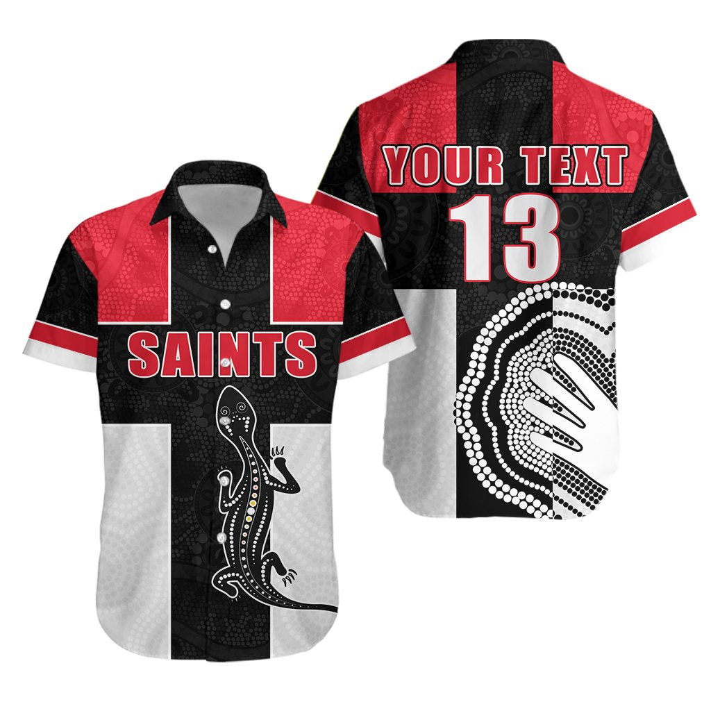 (Custom Personalised) Saints Simple Indigenous Hawaiian Shirt Brave St Kilda - Custom Text and Number - Vibe Hoodie Shop