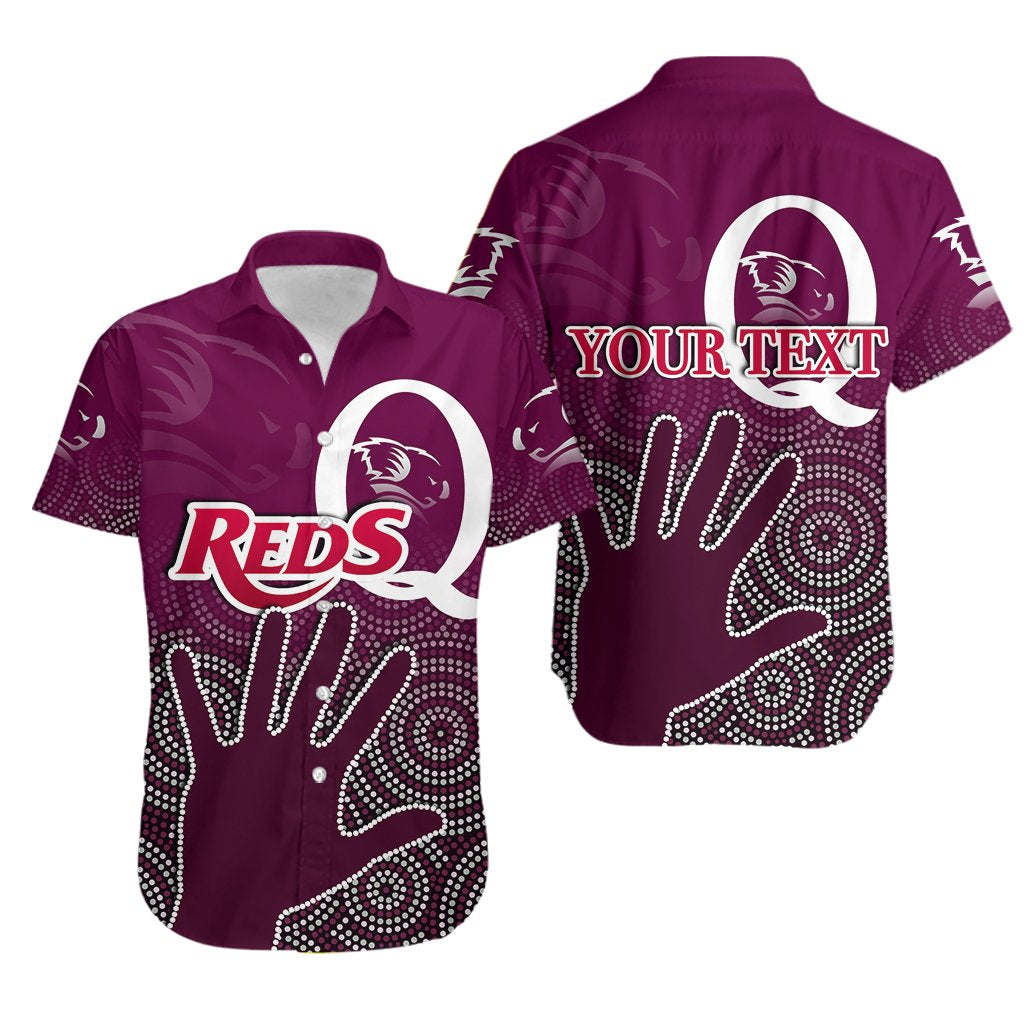 (Custom Personalised) Queensland Reds Hawaiian Shirt Aboriginal - Vibe Hoodie Shop