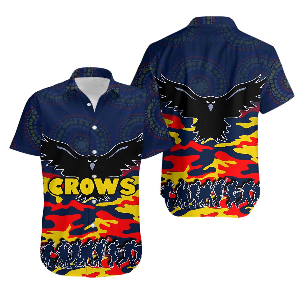 Adelaide Crows Hawaiian Shirt ANZAC Day Army Style - Vibe Hoodie Shop