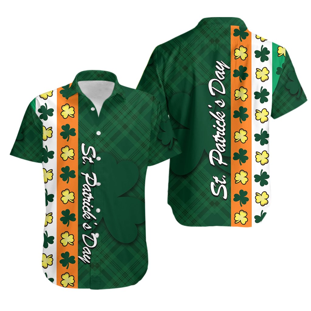 St. Patrick Day Ireland Flag Hawaiian Shirt Shamrock - Vibe Hoodie Shop