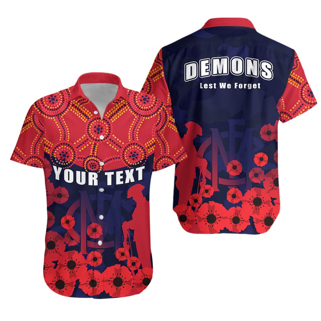 (Custom Personalised) Demons ANZAC Day Hawaiian Shirt Melbourne - Vibe Hoodie Shop