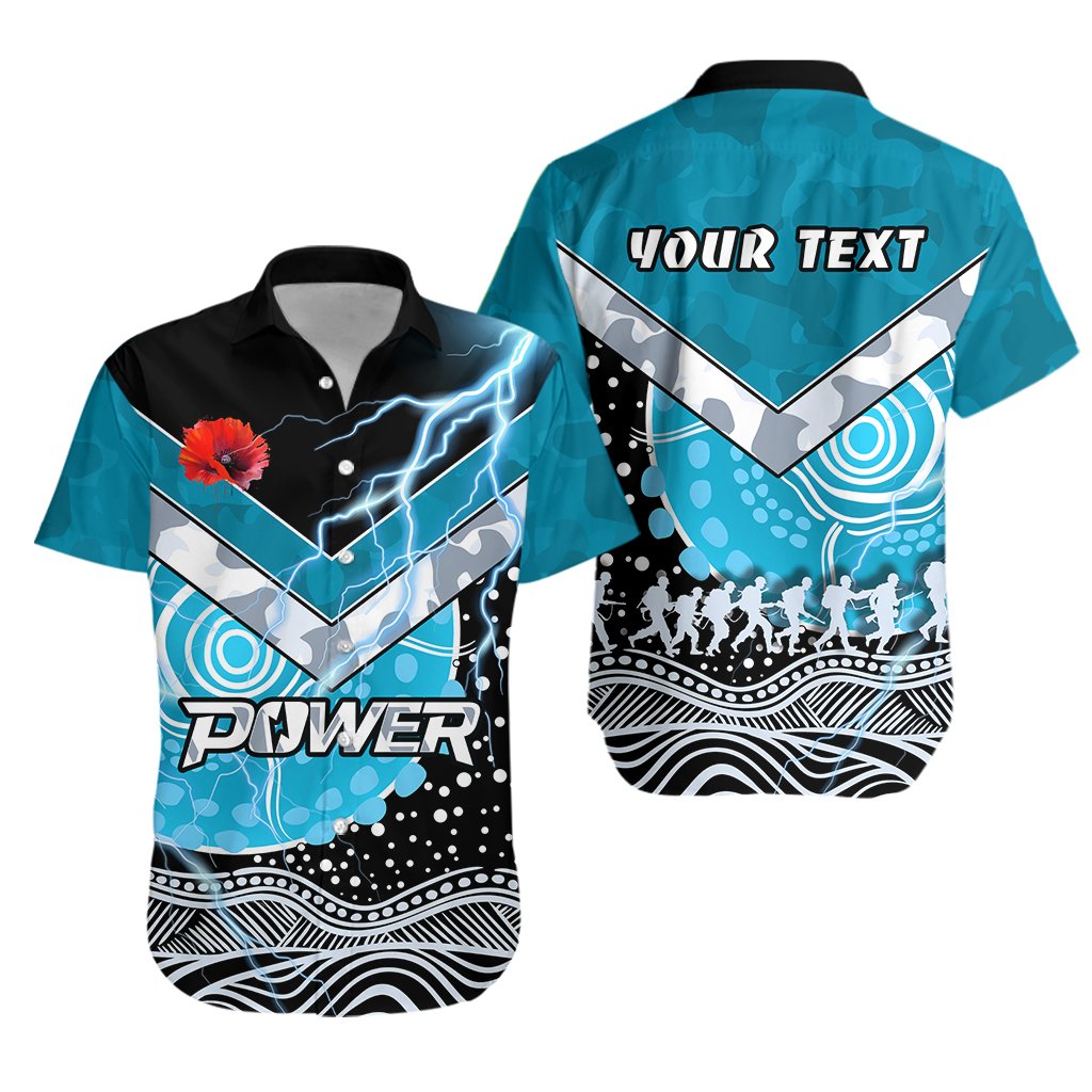 (Custom Personalised) Power ANZAC Day Hawaiian Shirt Port Adelaide Lighting - Vibe Hoodie Shop