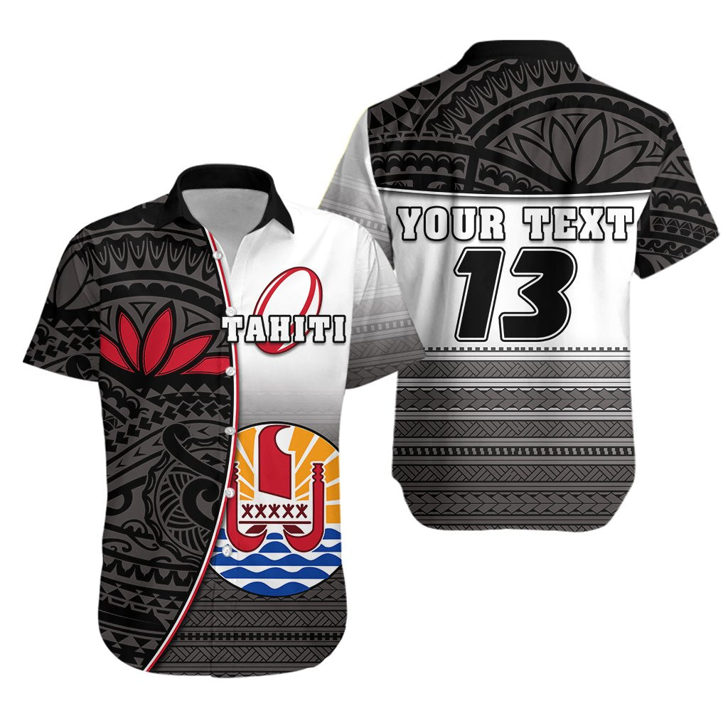 (Custom Personalised) Tahiti Rugby Hawaiian Shirt Impressive Version Black - Custom Text and Number - Vibe Hoodie Shop