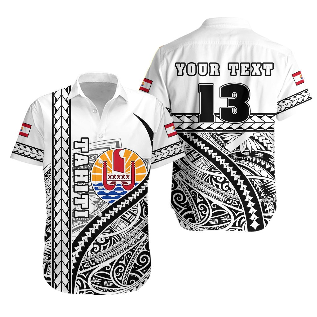 (Custom Personalised) Tahiti Rugby Hawaiian Shirt Marvelous Version White - Custom Text and Number - Vibe Hoodie Shop