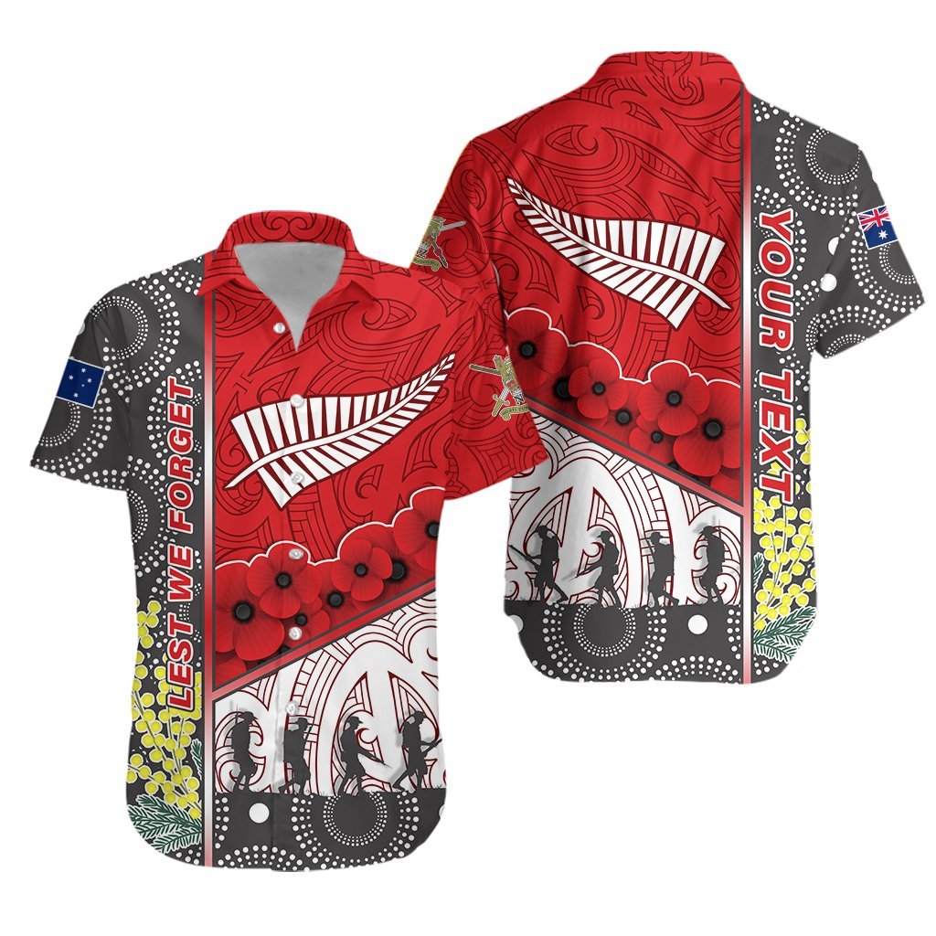 (Custom Personalised) ANZAC Day - Lest We Forget Hawaiian Shirt Australia Indigenous and New Zealand Maori - Red - Vibe Hoodie Shop