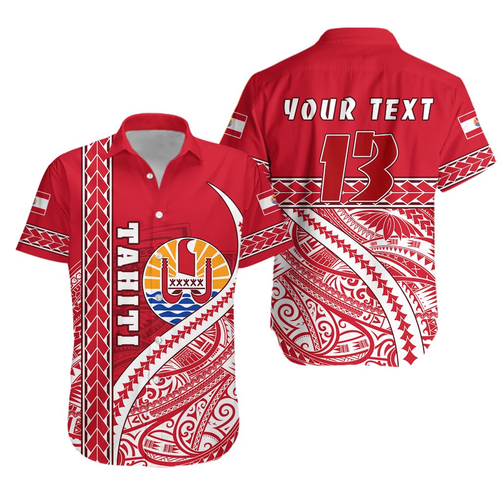 (Custom Personalised) Tahiti Rugby Hawaiian Shirt Marvelous Version Red - Custom Text and Number - Vibe Hoodie Shop