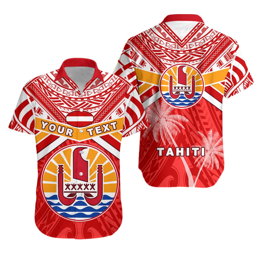 (Custom Personalised) Tahiti Rugby Hawaiian Shirt Polynesian Coat Of Arms and Flag - Vibe Hoodie Shop