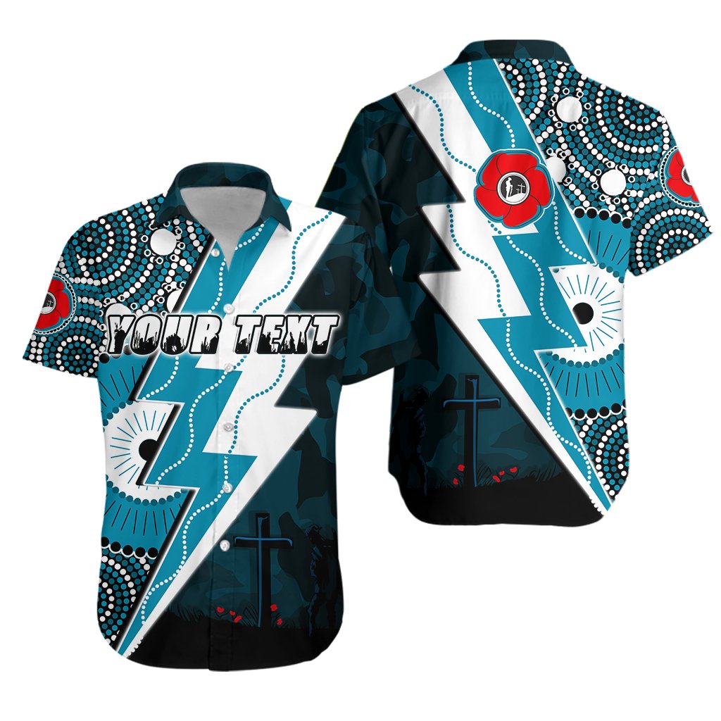 (Custom Personalised) Power ANZAC Day Hawaiian Shirt Port Adelaide Mix Indigenous - Vibe Hoodie Shop